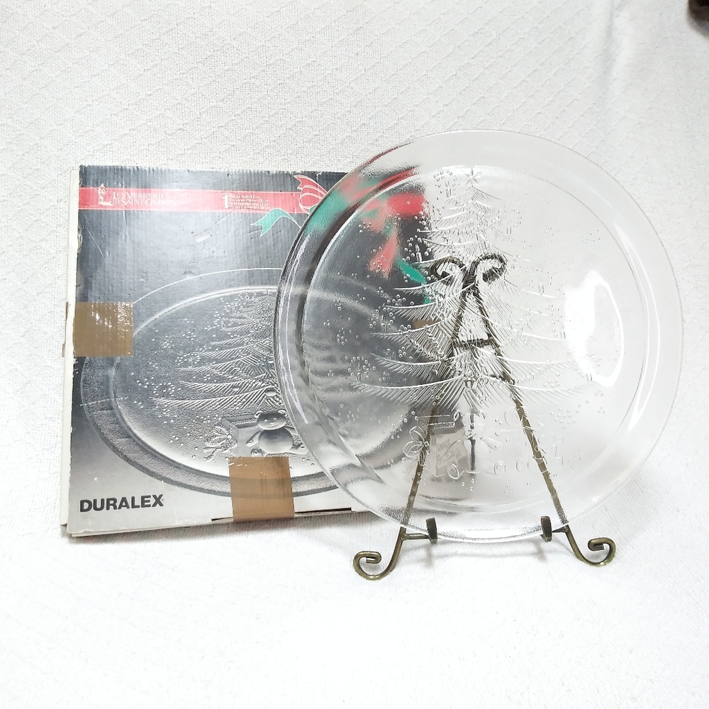 Vintage Duralex Christmas Tree Glass Platter